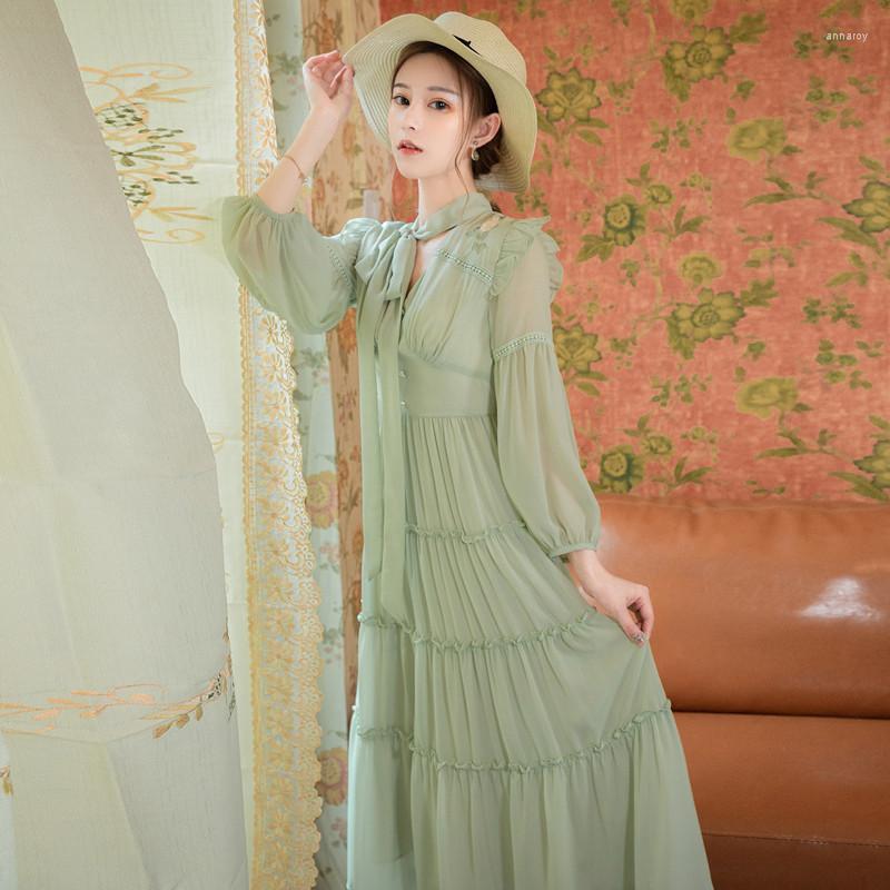 

Casual Dresses 2022 Fashion Women' Clothing Full Vintage Dress For Women, Green