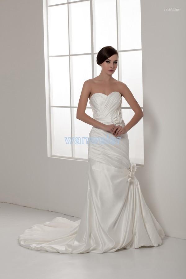 

Wedding Dress 2014 Design Bridal Gown Good Quality Custom Size/color Handmade Flower Small Train Sheath, White