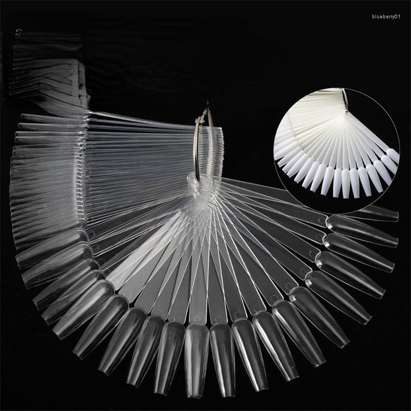 

Nail Art Kits 50Tips Clear Round Tips With Sticker Color Chart Flat Back UV/Gel/Polish For Display Card Nails Tools