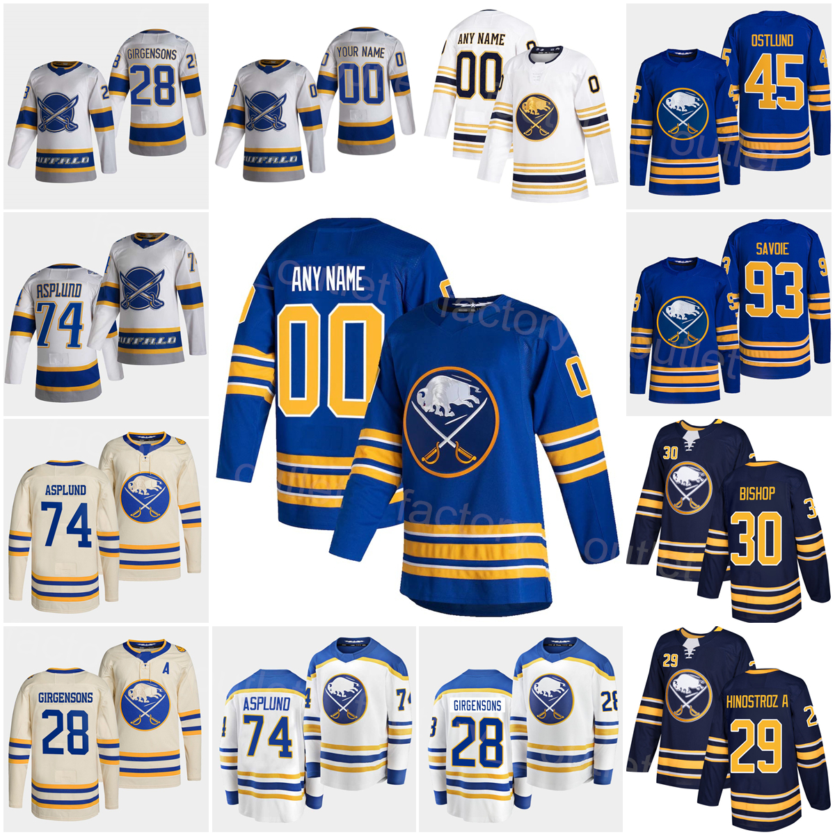 

2023 Reverse Retro Buffalo Hockey Sabre 30 Ben Bishop Jersey 93 Matthew Savoie 45 Noah Ostlund 15 Jiri Kulich Rasmus Asplund Vinnie Hinostroza Jacob Bryson Men Kids, Navy blue