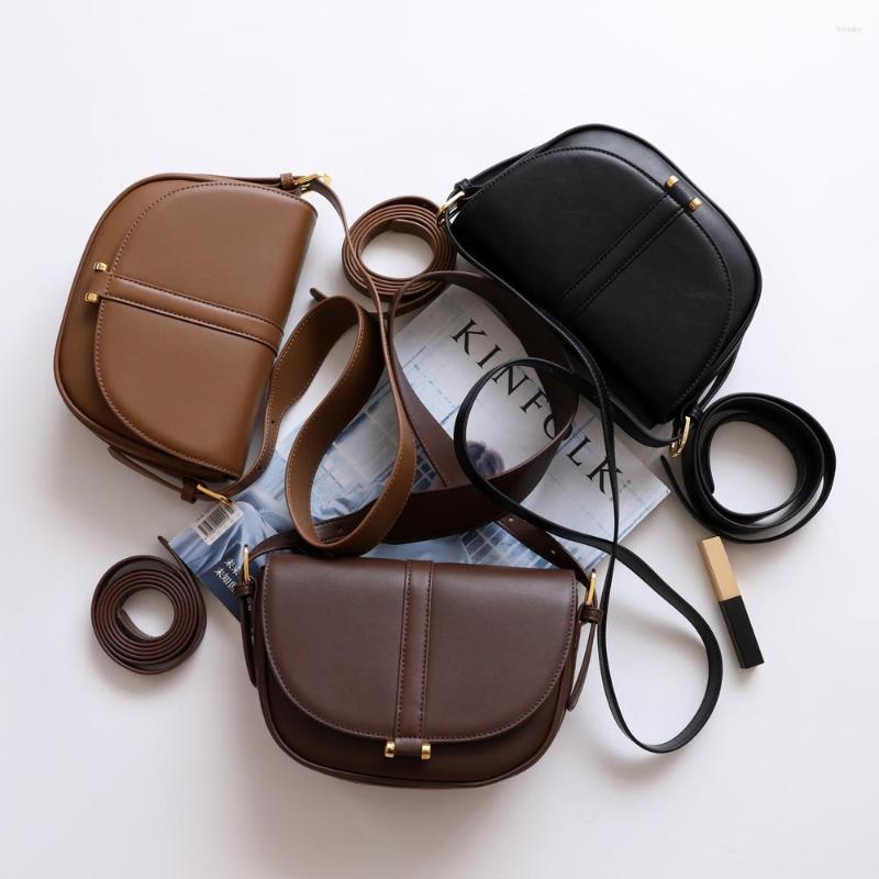 

Evening Bags Women's High Quality Real Leather Shoulder Messenger 2022 Luxury Ladies Vintage Genuine Saddle Purses, Black