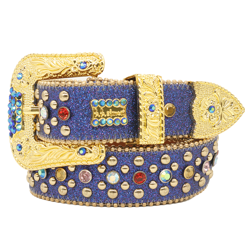 

designer belt rhinestone belts bb simons Men women Sparkling Diamond Hip Hop Black Base Blue White Multicolor Rhinestones Gift waistband Factory wholesale with box, Belt and box