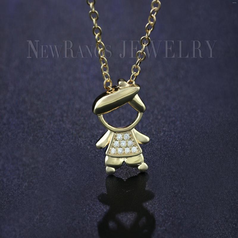 

Pendant Necklaces Ranos Tiny Boy Girl Necklace Micro Paved CZ Gold Color Statement Family Women Jewelry NDF004284