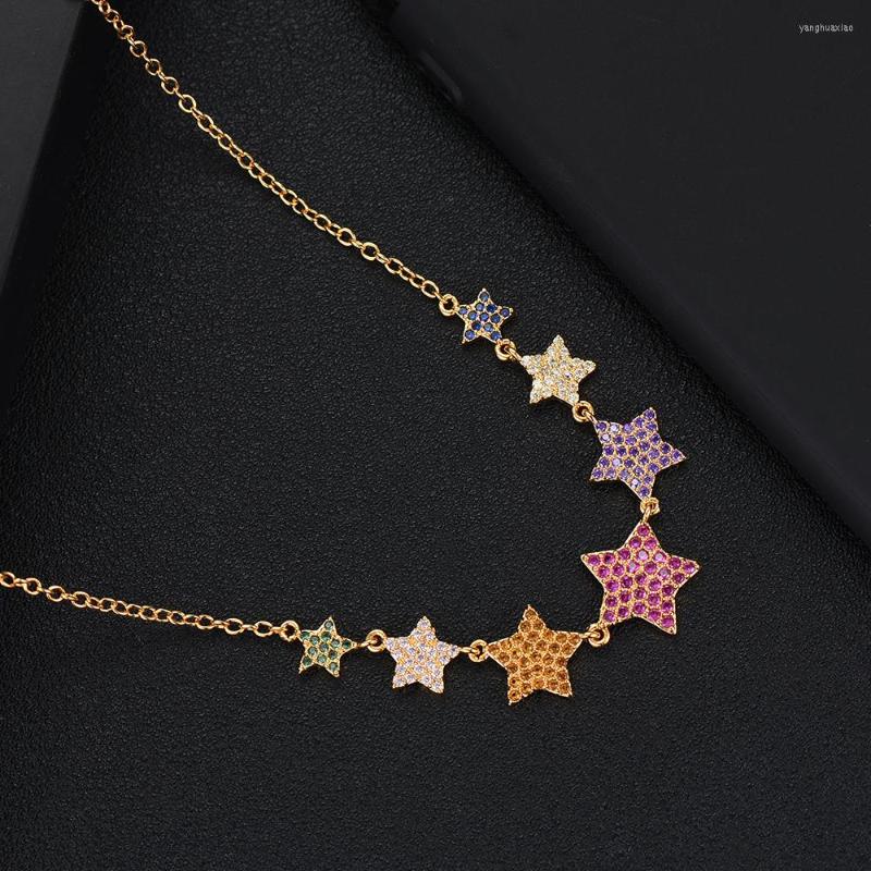 

Pendant Necklaces Blachette Sweet Romantic Colorful Stars Chain Necklace Jewelry For Women Girlfriend Lover Gifts Bridal Wedding Accessories