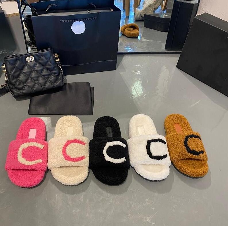 

Classic Designer Ladies Flat women Slippers Premium Wool Women Sandals Plush Black White Casual Handmade Sandal Autumn Winter Fashion Shoes, A1