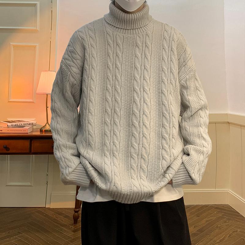 

Men's Sweaters Youthful Vitality Turtleneck Men Fashion Loose Pullovers Knitted Streetwear Mens Casual Knit Sweater Pullover Man, Black