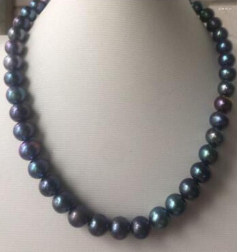 

Chains Jewelry 10-11mm Genuine Natural Round Tahitian Black Pearl Necklace