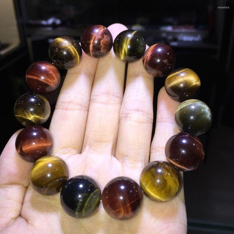 

Strand Natural Brazil Colorful Tiger's Eye Round Beads Bracelet 14 Mm