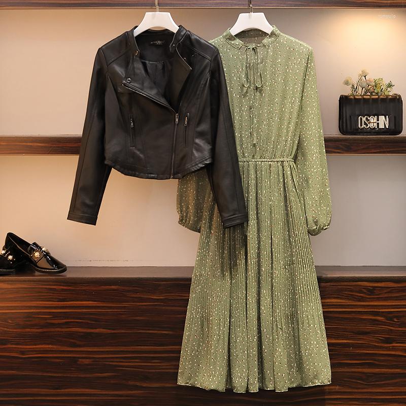 

Casual Dresses Autumn/winter 2022 Slightly Fat Fashion Small Stand Collar Super Slim Leather Jacket Short PU Coat, Single leather