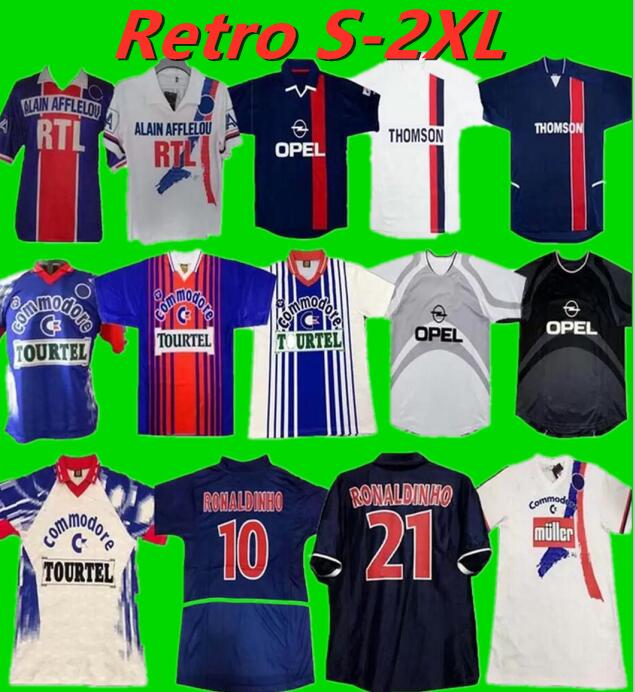 

OKOCHA Retro SOCCER JERSEY 93 94 95 96 LEROY ADAILTON Beckham 98 99 00 01 02 03 13 14 90 92 classic RAI PAULETA Ibrahimovic camisas de futebol RONALDINHO SIMONE PSGS, 02/03 away