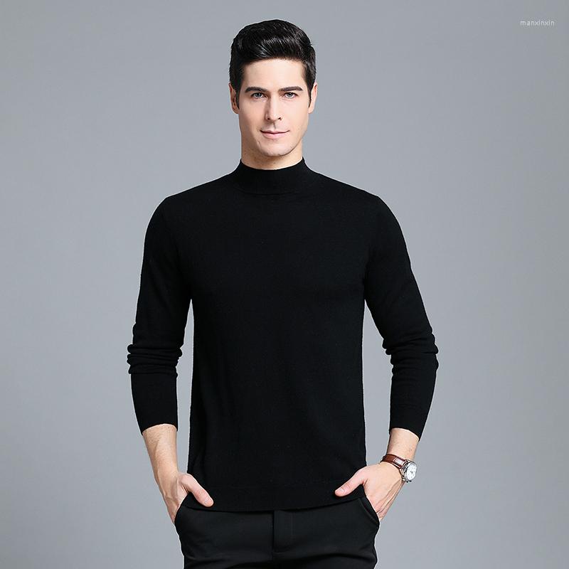 

Men' Sweaters Mens 2022 Autumn Winter Warm Pullover Men Knitted Pure Cashmere Wool Sweater Half Turtleneck, Black