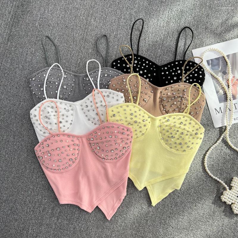 

Women's Tanks American-style Tube Top Camisole Women Wear Retro Temperament Sleeveless Irregular Backless Bottoming Shirt, Black