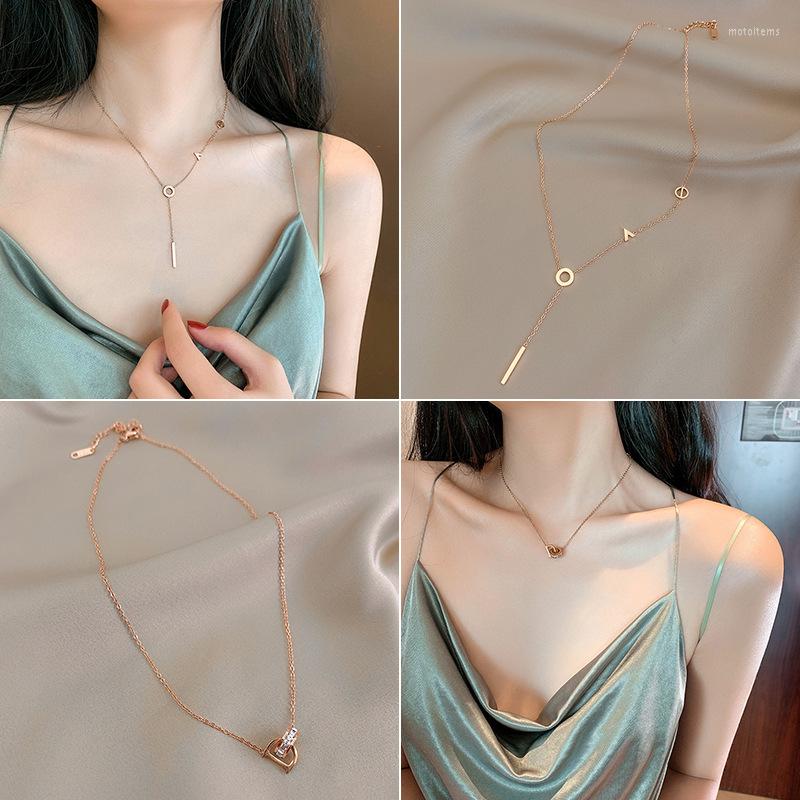 

Chains Necklace Titanium Steel Female English Number Butterfly Rhinestone Clavicle Chain Net Red Temperament Simple Trend Accessories