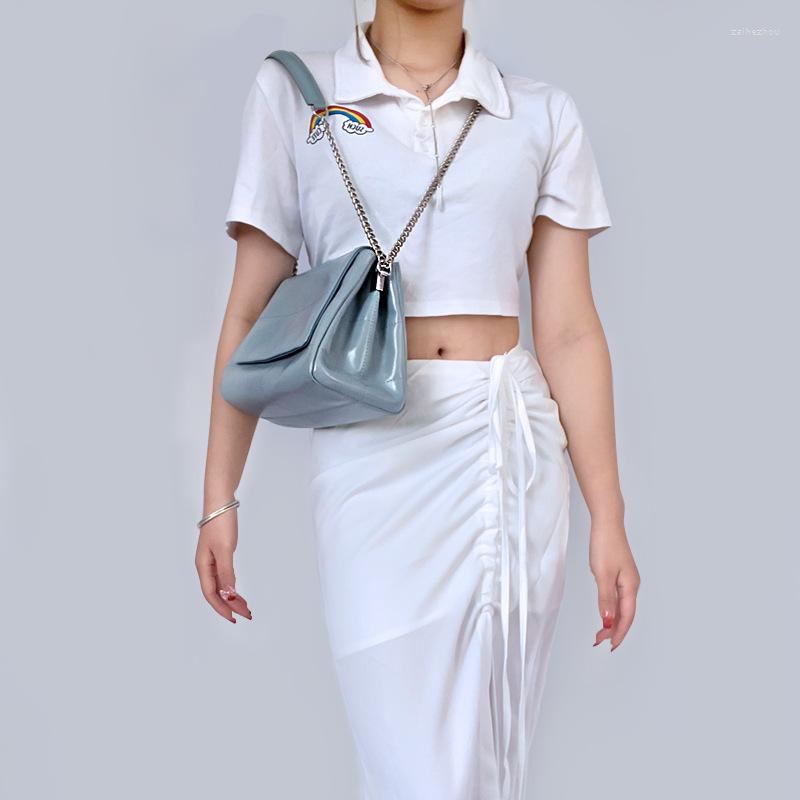 

Evening Bags Fashion Soft Genuine Leather Oil Wax All-match Handbag Concise Chain Bag Shoulder Crossbody Office Daily, White