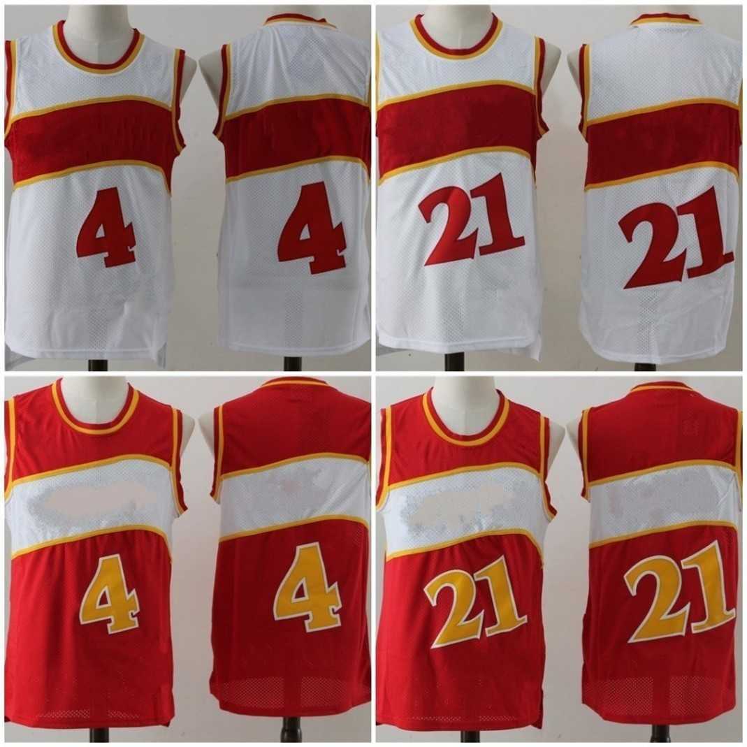 

Vintage Jersey Red White 4 Webb 44 Pete Dikembe 55 Mutombo Size -XXL Stitched, As
