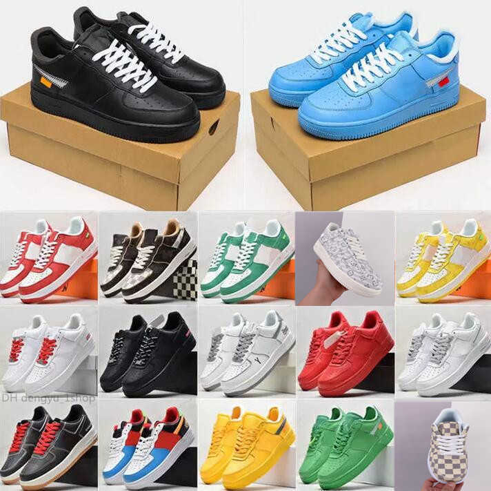 2023 hommes Femmes New White X 1 Forces basses MCA University Blue Mens Casual Shoes Designers Fashion Sneakers Air One Des Chaussures Off Shoes