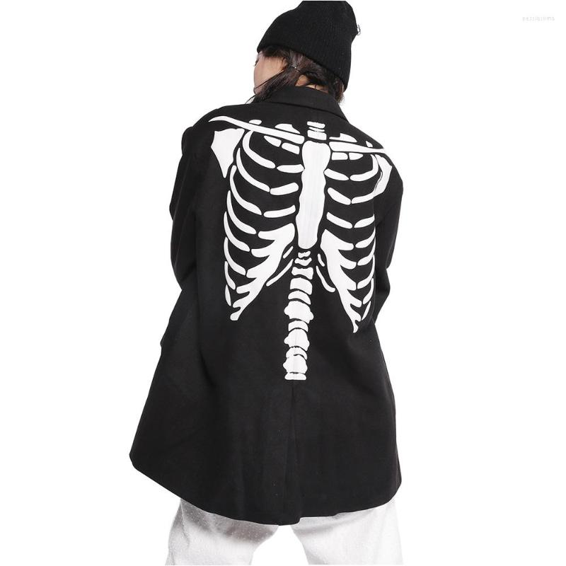 

Men's Jackets Streetwear Black Casual Coat For Men Skeleton Graphic Jacket 2022