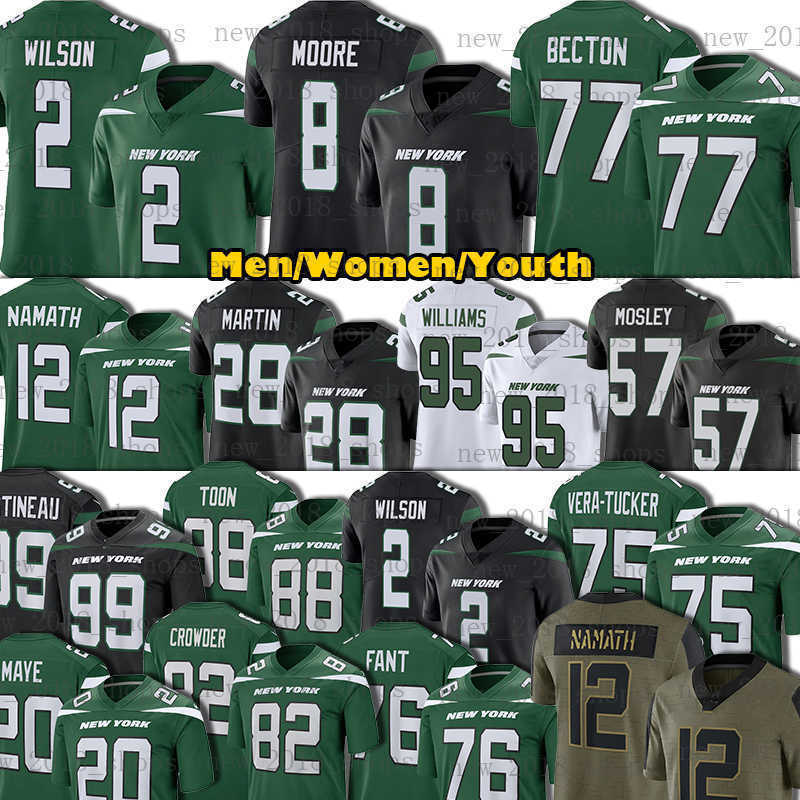 

New 8 Elijah Moore 2 Zach Wilson Football JerseyMichael Carter Laurent Duvernay-Tardif Alijah Vera-Tucker Mekhi Becton Corey, Custom kid jersey(penqij)