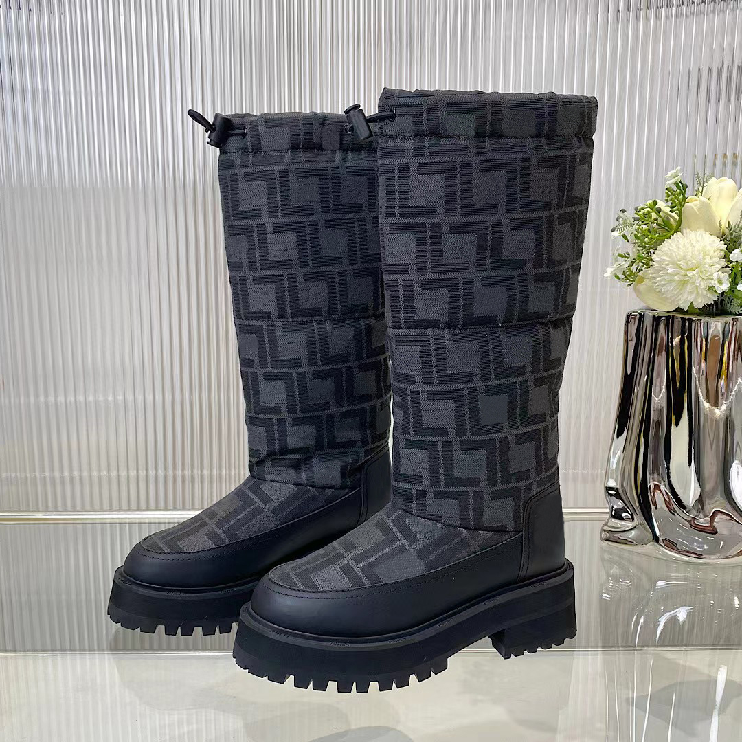 

High Boots Autumn/Winter F Letter Classic Tall Space Cotton WarmBoots Flat Bottom Comfortable Loose Motorcycle Half Designer Luxury Fashion Snow Boots, Brown