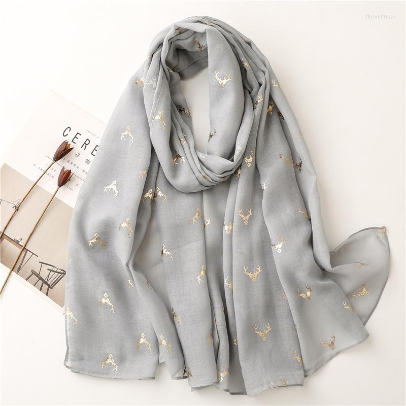 

Scarves 2022 Viscose Cotton Soft Scarf Women Bronzing Antlers Multicolor Curling Thin Gauze Shawl