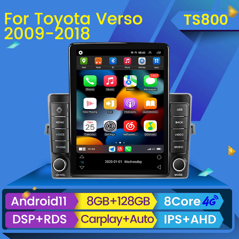 

Car Dvd Radio Player for Toyota Verso EZ 2009-2016 Tesla Style Android 11 GPS Multimedia Video Navigation Stereo DSP BT