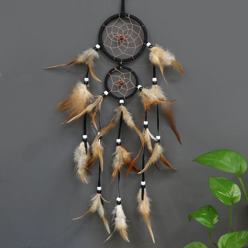 

Handmade Colorful Dream Catcher Decorative Objects Double-layer Feather Wall Hanging Decoration Ornament Gift Wind Chimes 1223410