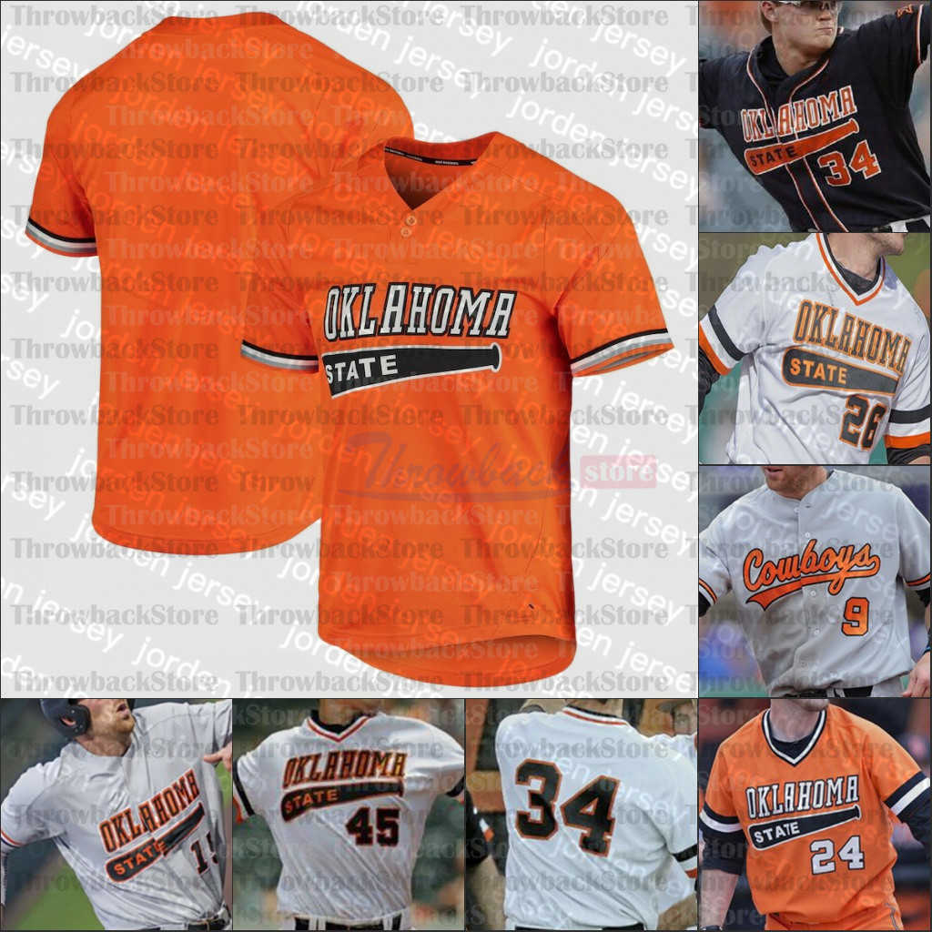 

NEW College Baseball Wears Baseball jerseys Oklahoma State Cowboys Hueston Morrill Christian Funk Carson McCusker Peyton Battenfield 46 Jord, Orange