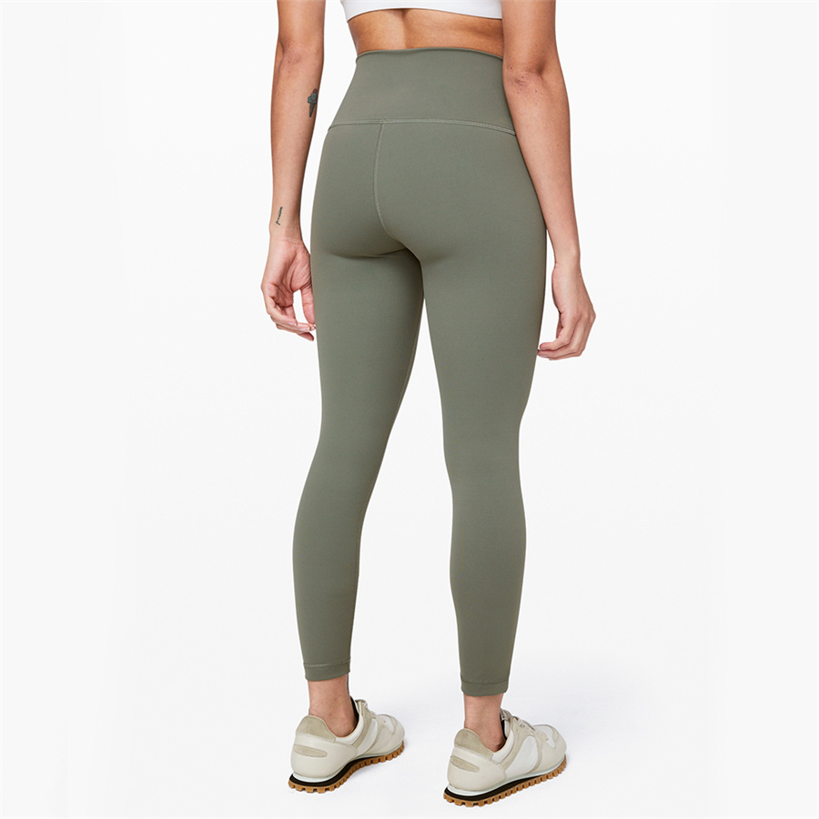 

Lycra double-sided buffing nude yoga suit women's high waist hip lifting nine part tight leggings exercise fitness pants, 24
