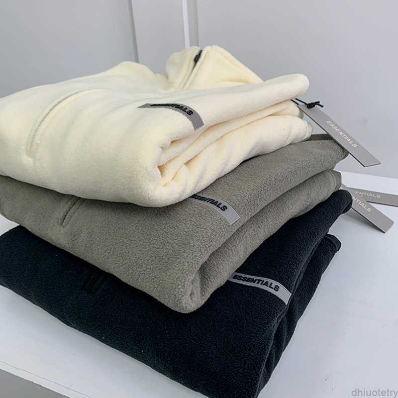 Nouveau hiver essentiel à moitié glissière Pull à cou de cou Hommes lâches plus velours épais veste polaire veste mode Hip Hop Couple de couple