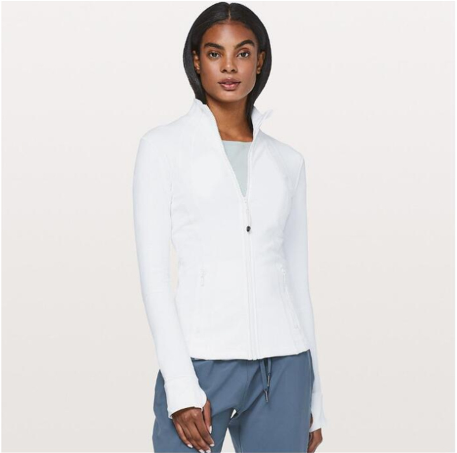 

zipper jacket hooded outfit yoga clothes long sleeve sweatshirts thumb hole training running jacket women slim fitness lulu coat sport clothe define, 24