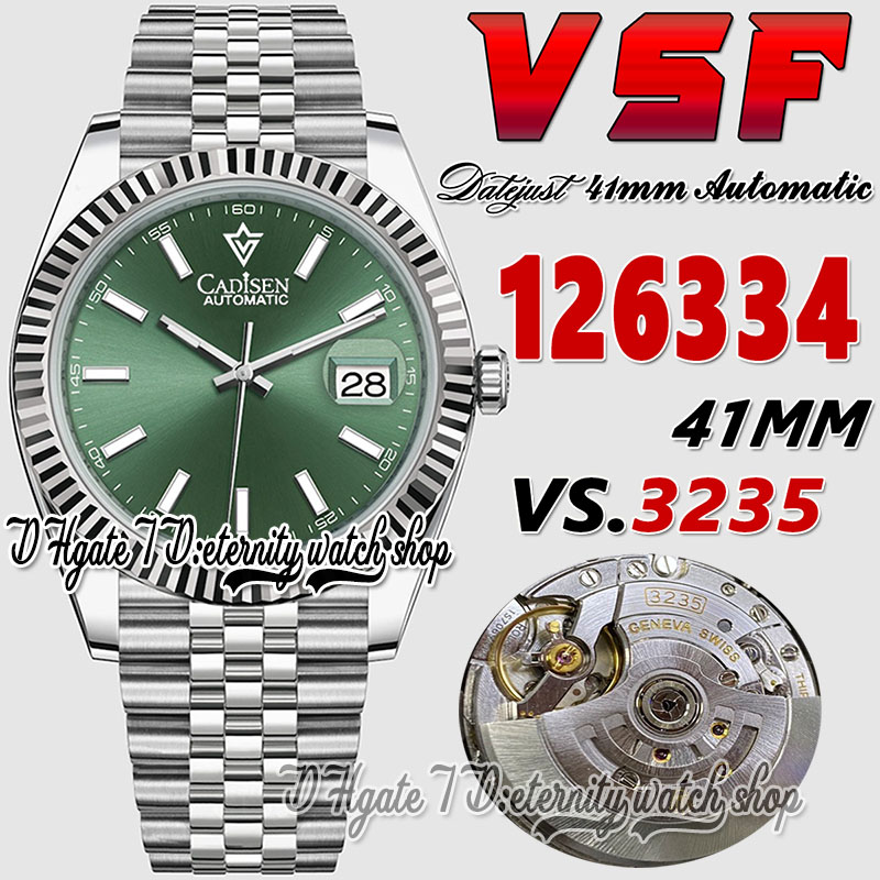 2022 sv126334 3235 VSA3235 Automatic Mens Watch 41MM Fluted Bezel Mint Green Dial Stick Markers SS 904L jubileeSteel Bracelet Super Edition eternity