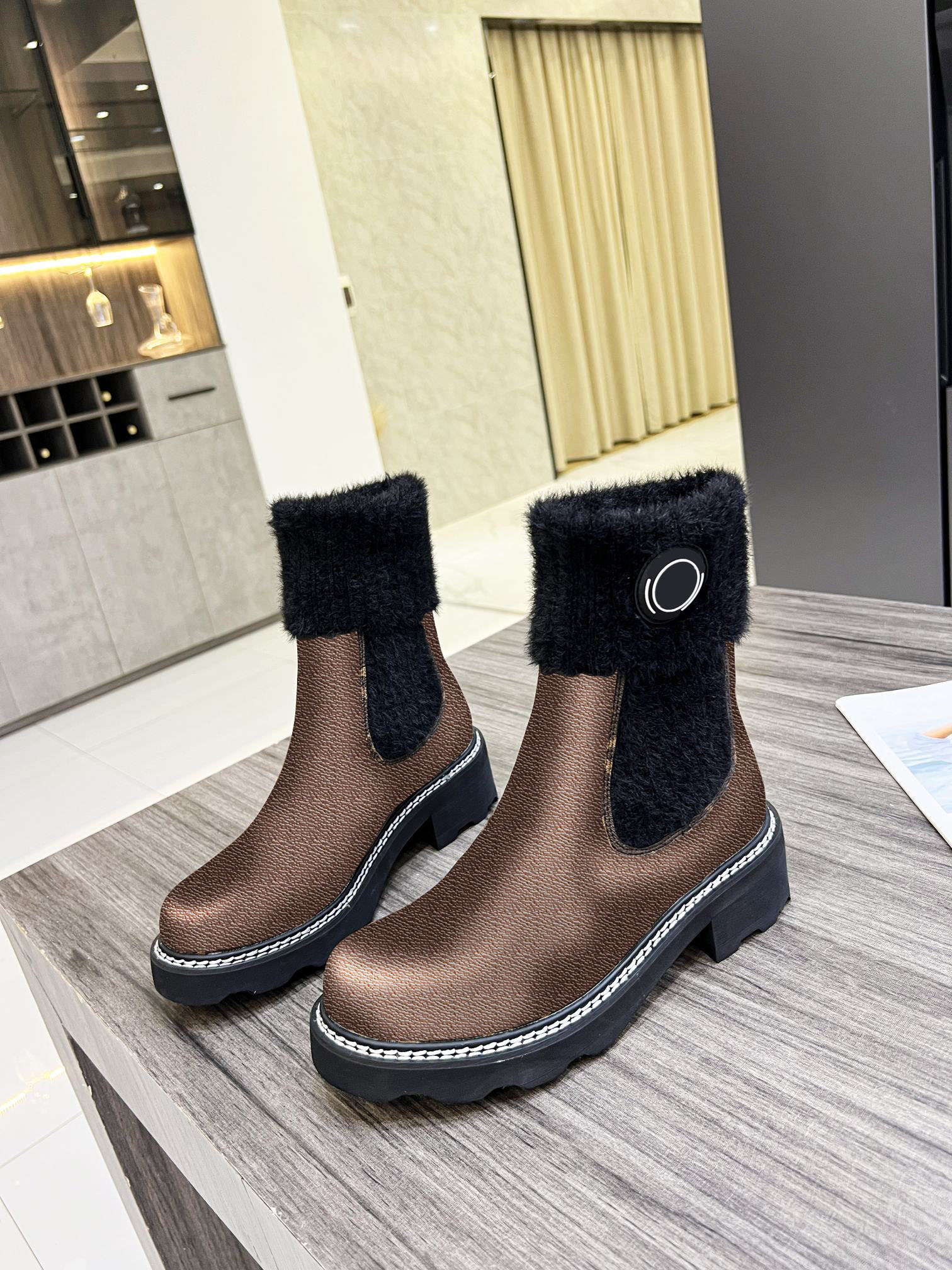 

Fashion Martin Designer Boots Womens shoes Ankle Boot Pocket Black Roman Bootss Nylon Military Inspired Combat logo small Big Size EUR 35-41