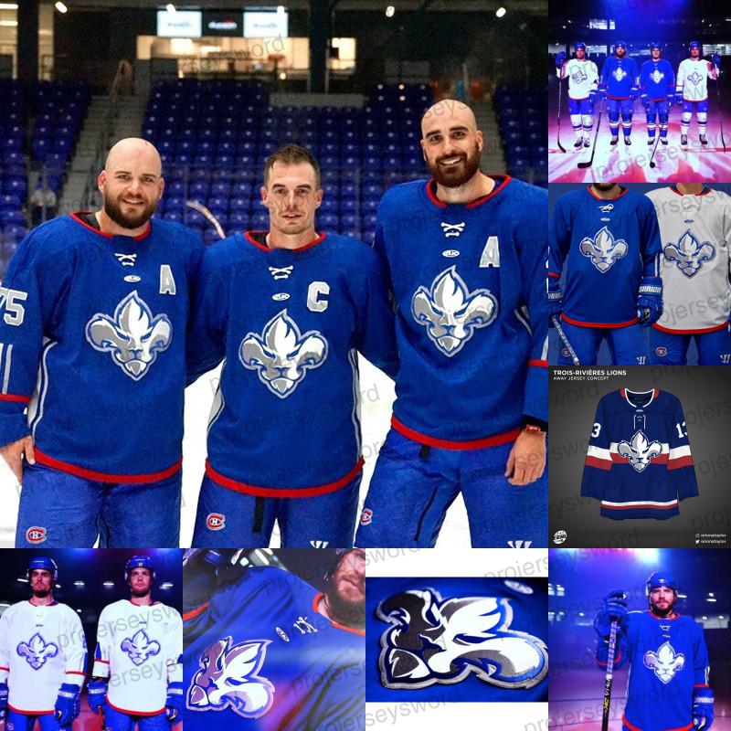 

College wear 2021-22 Trois-Rivieres Lions Jersey Philippe Desrosiers Olivier Archambault Peter Abbandonato Anthony Nellis Olivier Galipeau C, Youth blue s-xl