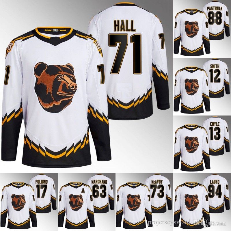 

College wear Boston Taylor Hall Bruins 2022 Reverse Retro Jersey Patrice Bergeron Craig Smith Charlie Coyle Nick Foligno David Krejci Brad M, 6 mike reilly