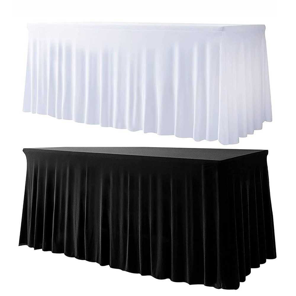 

Table Cloth Spandex Rectangle Table Skirts 6ft Fitted Table Cover Wrinkle Resistant Cloth for Hotel Wedding Anniversary Party Decoration, White