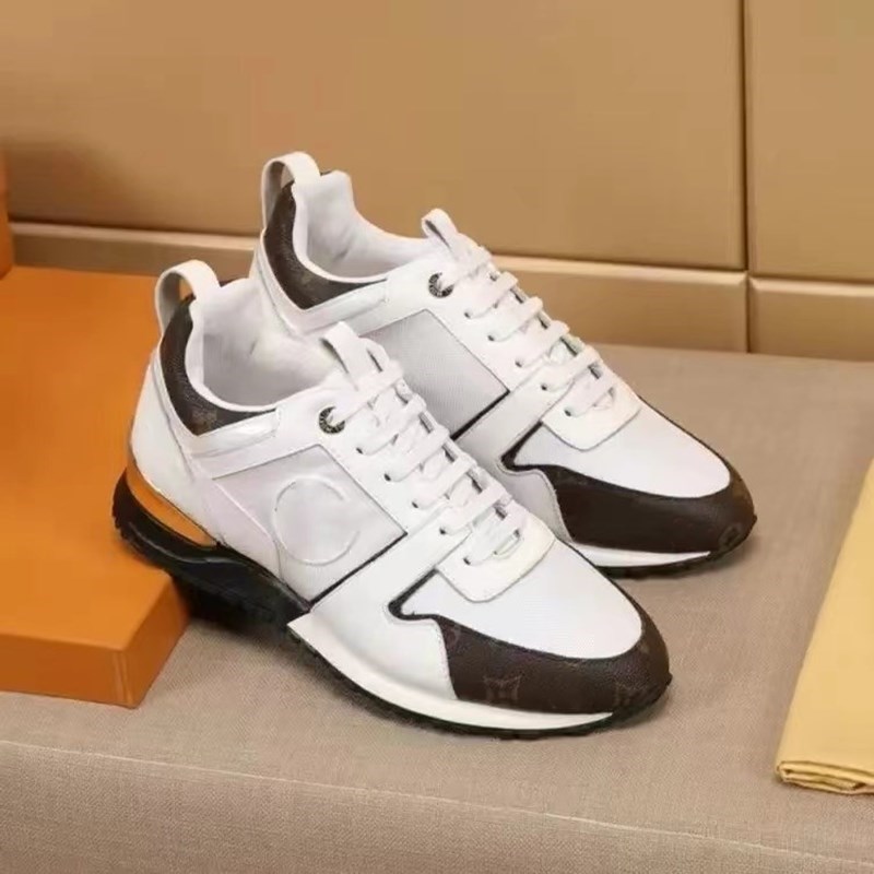 

Casual Shoes Sneakers Trainer Shoe Designer Run Away Calf Leather Mesh Mixed Color Retro Splicing Stylist Men Women Unisex Sneaker 35--45size, Greenbox
