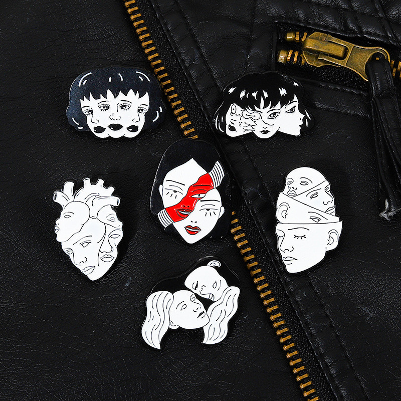 

Halloween Head Portrait Brooches Pins Exquisitely Freaking Molecular Fission Paint Badges Women Female Enamel Lapel Pin