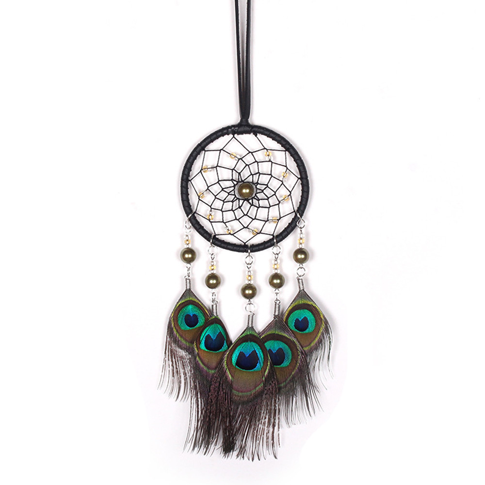 

Dream Catchers Wall Hanging Room Decor Glow Beads Handmade Peacock Feather for Girls Boys Bedroom Decoration Craft Gift 1223422