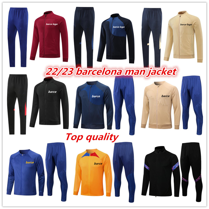 

22 23 BarCELona adult tracksuit Camisetas football MEMPHIS PEDRI ADAMA AUBA BarCELOna soccer long zipper jacket FERRAN ANSU FATI 2022 2023 F. DE JONG man kit