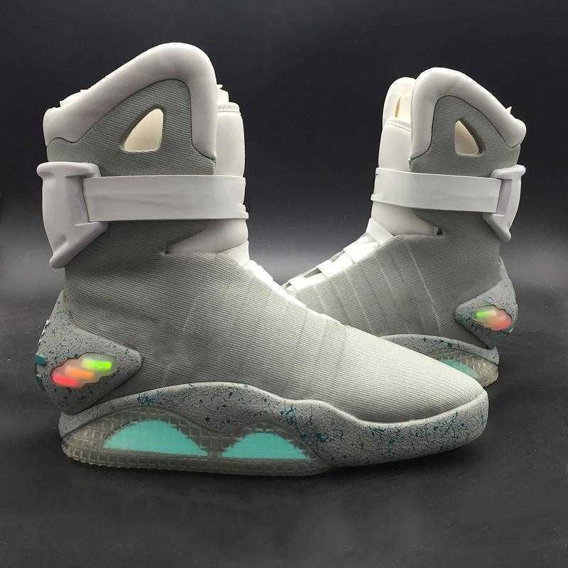 

TOP Back To The Future Basketball Shoes Marty Mcfly Grey TOP Led Lights 'S Glow With Yellow Box Authentic Air Mag Back To The Future, Red
