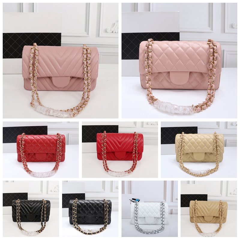 

Designer Handbag Classic Double Flap Lambskin Caviar Flap Bags Lady Shoulder Gold Chain Bag Purse Leather Fashion Pochette Women Luxury Handbags