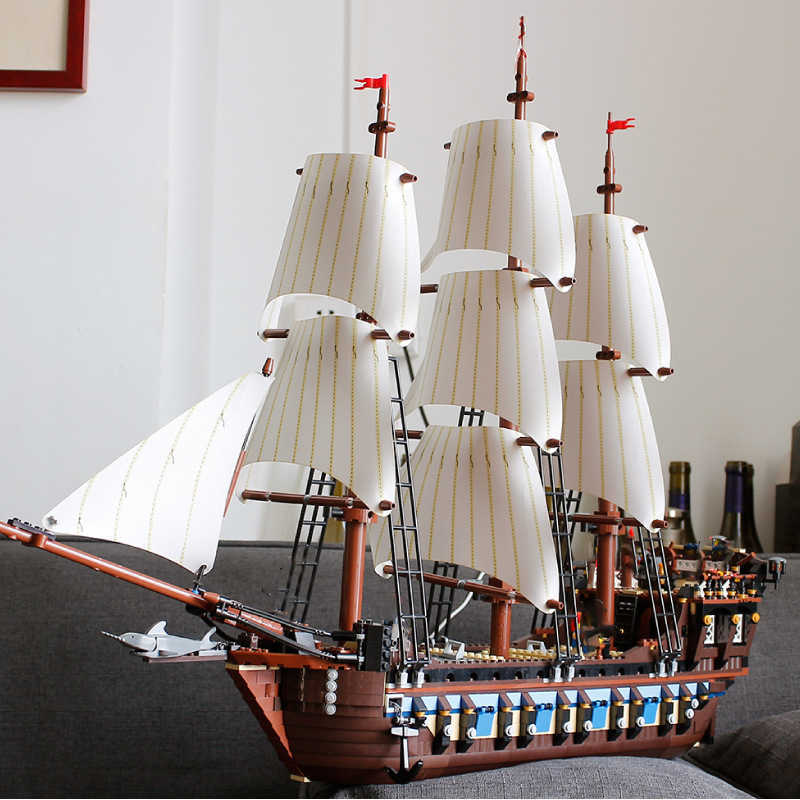

Blocks Stock Pirate Imperial Caribbean Ship Flagship Black Pearl Silent Mary Compatible 10210 70810 4184 4195 71042 Building Block Toys T221029