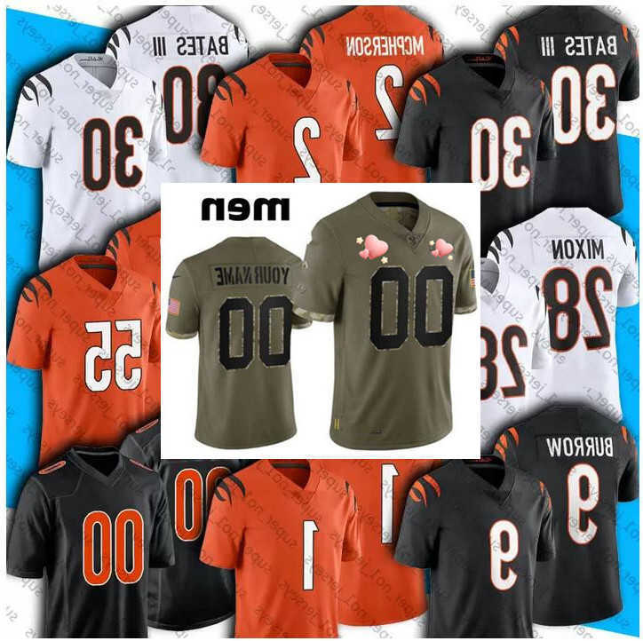 

Football Jerseys Cincinnati''Bengals''custom 9 Joe Burrow 1 Ja'Marr Chase 94 Sam Hubbard 28 Joe Mixon 2 Evan McPherson 83 Tyler Boyd 34 Samaje Perine, Colour