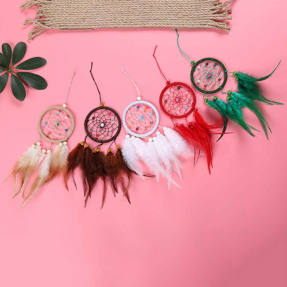 

Dream Catcher Car Interior Rearview Mirror Hanging Decor Handmade Grids Nature Feather Small Boho Car Charms Pendant Accessories 1223409