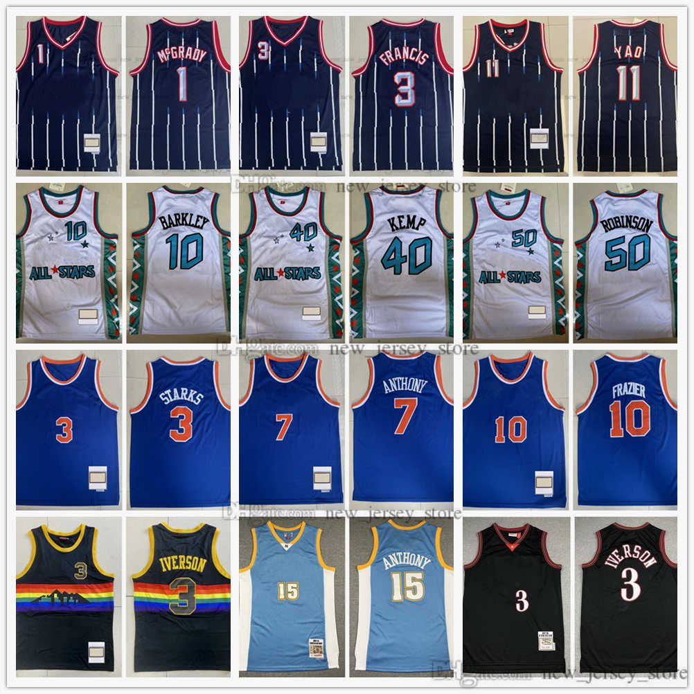 

Mitchell and Ness Basketball Jerseys Retro Carmelo 7 Anthony Charles 10 Barkley Shawn 40 Kemp David 50 Robinson 11 Yao 1 Tracy Ming McGrady, As picture(with team logo)