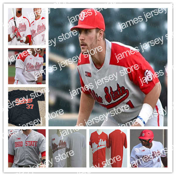 

College Baseball Wears Custom Ohio State Buckeyes OSU College Baseball Jersey Joe Gahm Marcus Ernst Conner Pohl TJ Brock Garrett Burhenn Patrick Murphy Bayden Root, Grey