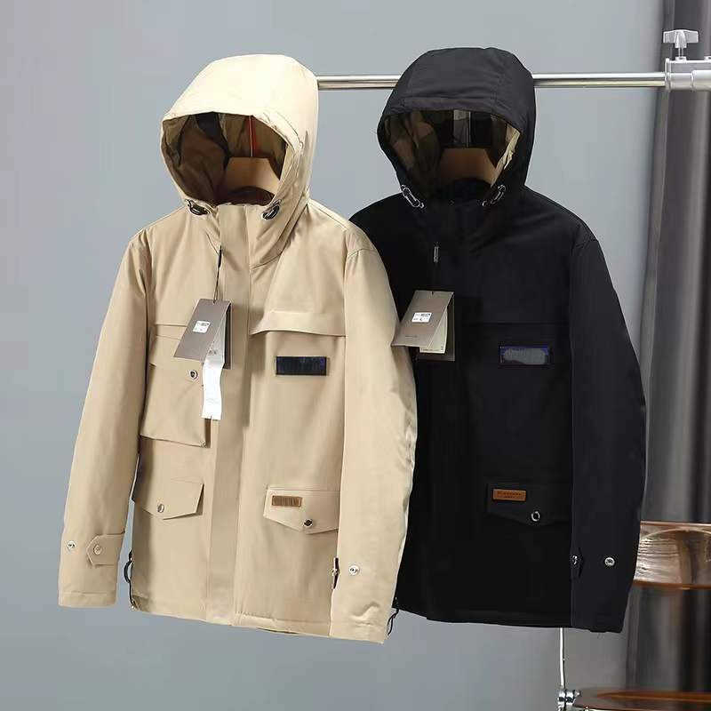 

Bb Winter Down Jacket Burb Designer Hoodie Men Zip Cardigan Tb Warm Down Coat Mens Nylon Waterproof Windbreaker, Khaki