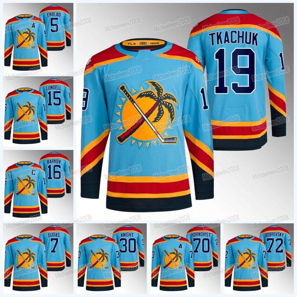 

College wear Florida 2022-23 Reverse Retro Panthers Jersey Matthew Tkachuk Aleksander Barkov Spencer Knight Marc Staal Sam Reinhart Aaron Ek, Red(with patch)