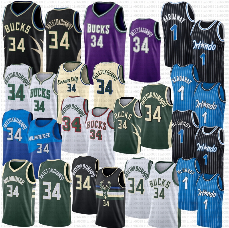 

NEW Basketball Jerseys Giannis 34 Antetokounmpo Penny Hardaway Tracy McGrady Milwaukees Jrue Holiday Buck Jersey 2022 2023 City Green Purple Edition Shirt, As