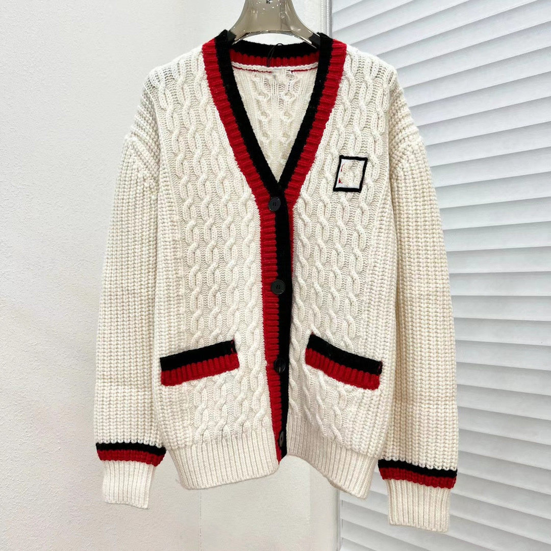 

Women's Sweaters Luxury designer designs autumn winter contrast knitted sweater cardigan, Multi